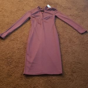 Burgandy long sleeve midi dress